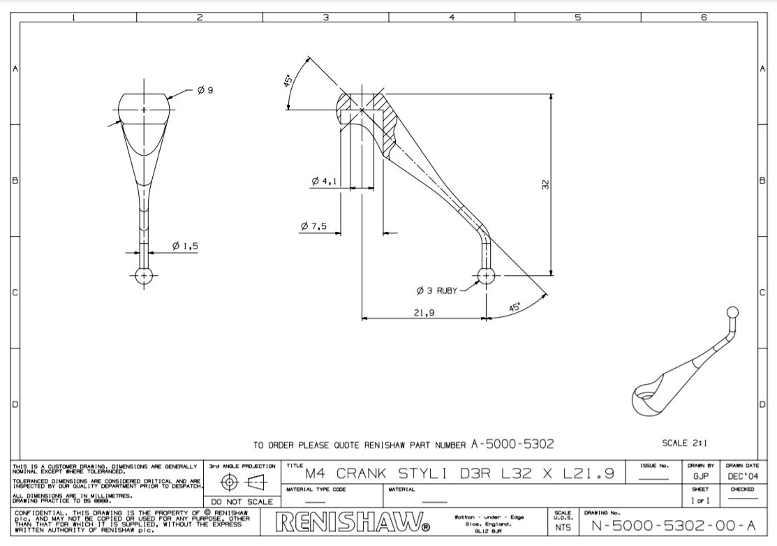 Bản vẽ Kim đo cong A-5000-5302