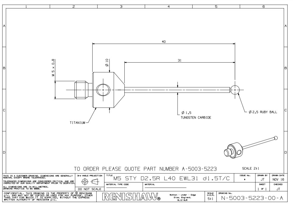 Bản vẽ kim đo A-5003-5223