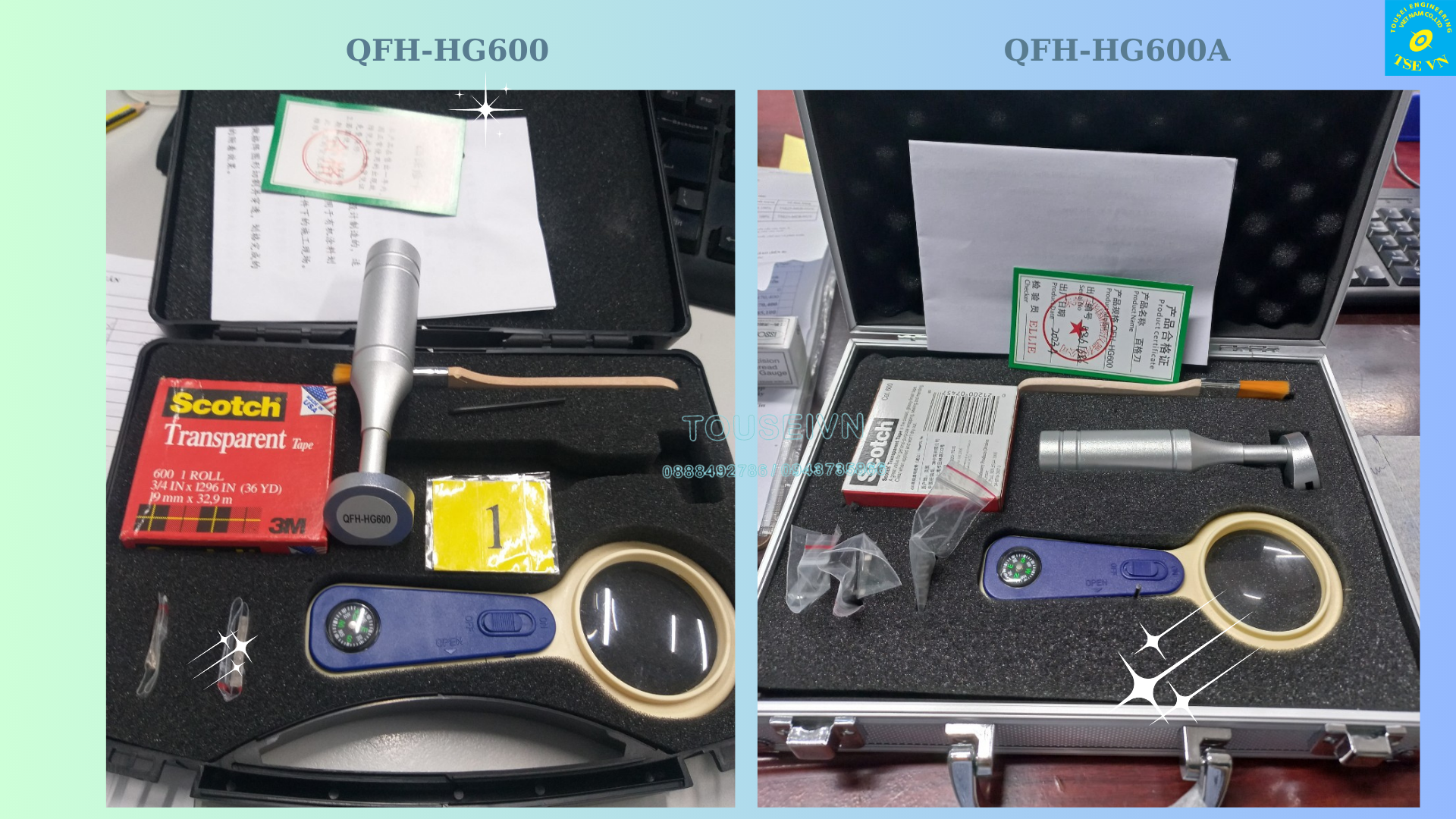 Phân biệt Bộ kiểm tra độ bám dính 3 lưỡi dao QFH-HG600A 2 lưỡi dao QFH-HG600 Hot Cross cut Hatch Adhesion Tester Kit